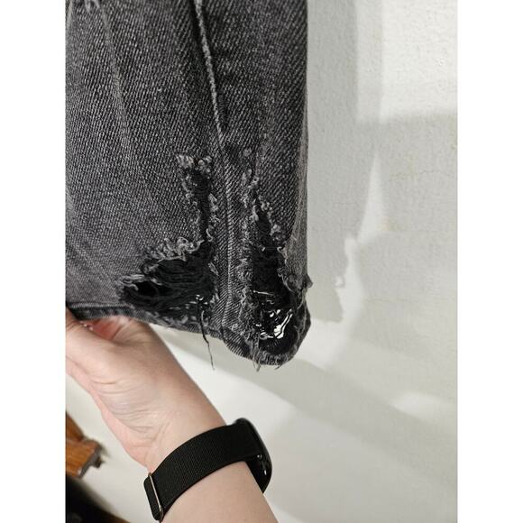 Hidden Black/Gray Distressed High Waisted Jean Shorts Women Sz Medium Button Up - Picture 5 of 7